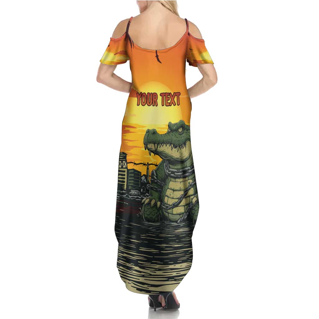 Personalized Alligator Alcatraz Family Matching Summer Maxi Dress and Hawaiian Shirt Gator Island Prison Retro Sunset - Wonder Print Shop