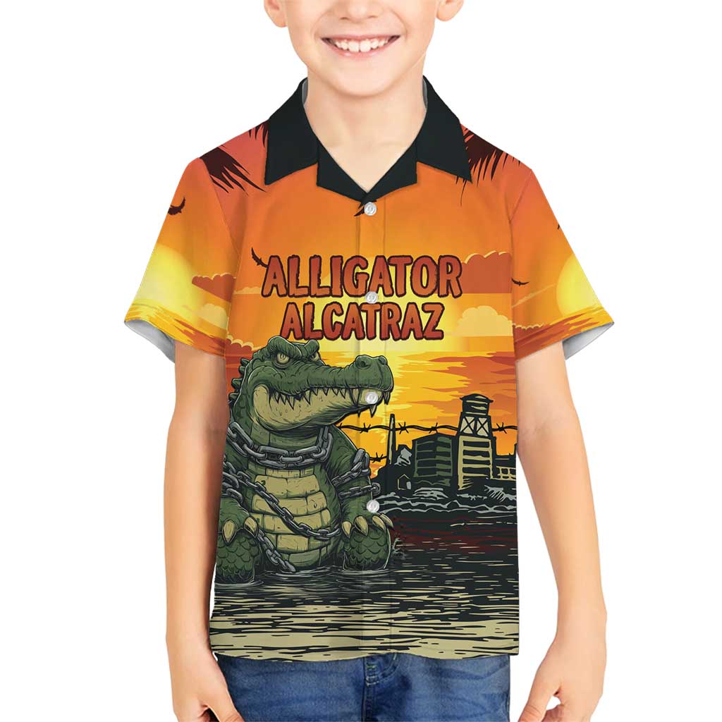 Personalized Alligator Alcatraz Family Matching Summer Maxi Dress and Hawaiian Shirt Gator Island Prison Retro Sunset - Wonder Print Shop