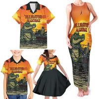 Personalized Alligator Alcatraz Family Matching Tank Maxi Dress and Hawaiian Shirt Gator Island Prison Retro Sunset - Wonder Print Shop