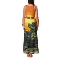 Personalized Alligator Alcatraz Family Matching Tank Maxi Dress and Hawaiian Shirt Gator Island Prison Retro Sunset - Wonder Print Shop
