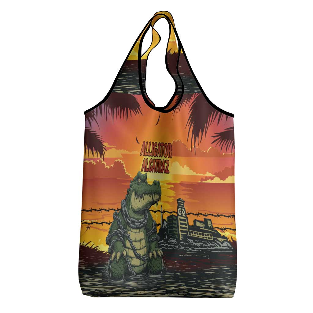 Alligator Alcatraz Grocery Bag Gator Island Prison Retro Sunset - Wonder Print Shop