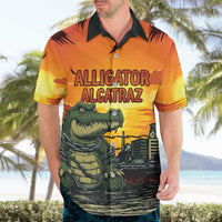 Personalized Alligator Alcatraz Hawaiian Shirt Gator Island Prison Retro Sunset - Wonder Print Shop