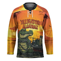 Personalized Alligator Alcatraz Hockey Jersey Gator Island Prison Retro Sunset - Wonder Print Shop