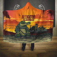 Alligator Alcatraz Hooded Blanket Gator Island Prison Retro Sunset - Wonder Print Shop