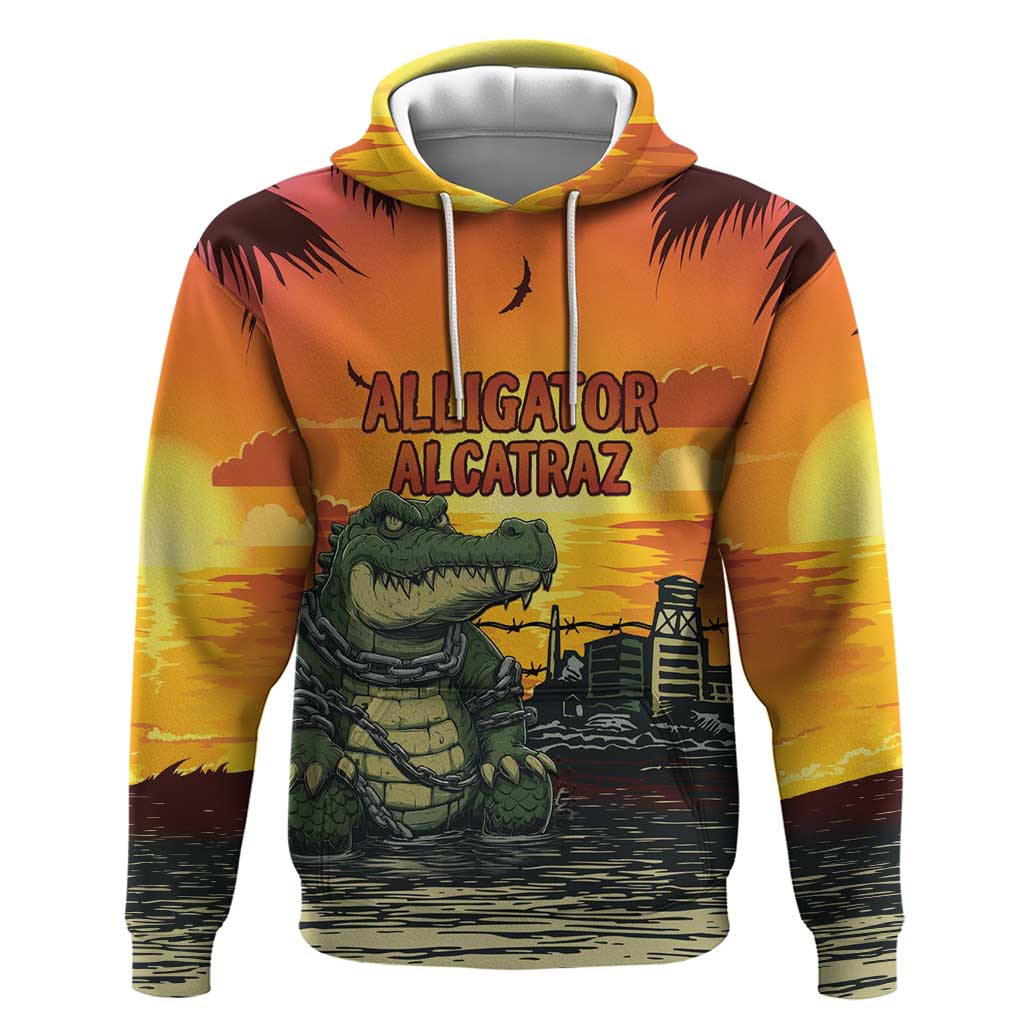 Personalized Alligator Alcatraz Hoodie Gator Island Prison Retro Sunset - Wonder Print Shop