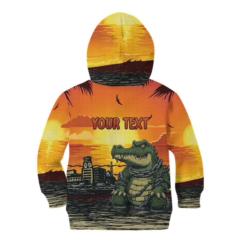 Personalized Alligator Alcatraz Kid Hoodie Gator Island Prison Retro Sunset - Wonder Print Shop