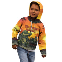 Personalized Alligator Alcatraz Kid Hoodie Gator Island Prison Retro Sunset - Wonder Print Shop