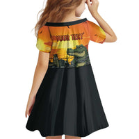 Personalized Alligator Alcatraz Kid Short Sleeve Dress Gator Island Prison Retro Sunset - Wonder Print Shop