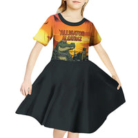 Personalized Alligator Alcatraz Kid Short Sleeve Dress Gator Island Prison Retro Sunset - Wonder Print Shop