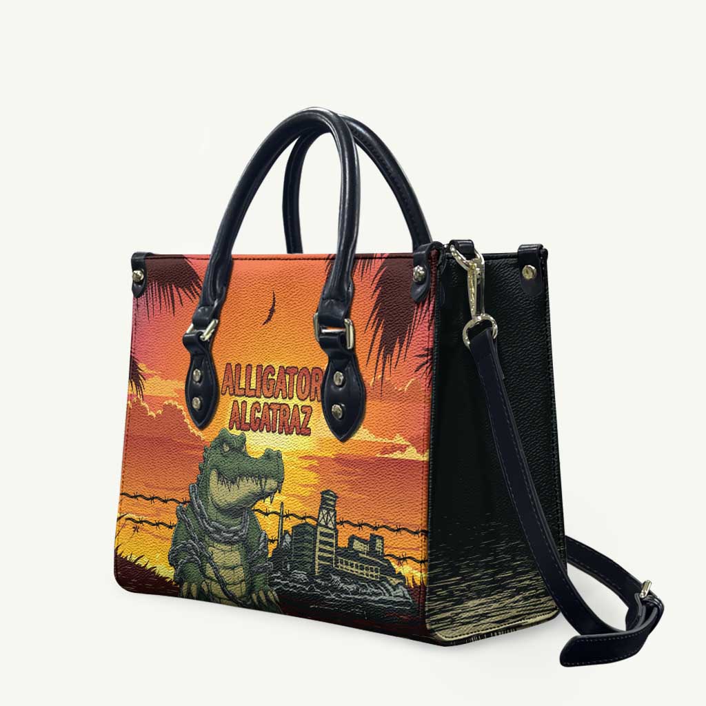 Alligator Alcatraz Leather Bag Gator Island Prison Retro Sunset - Wonder Print Shop