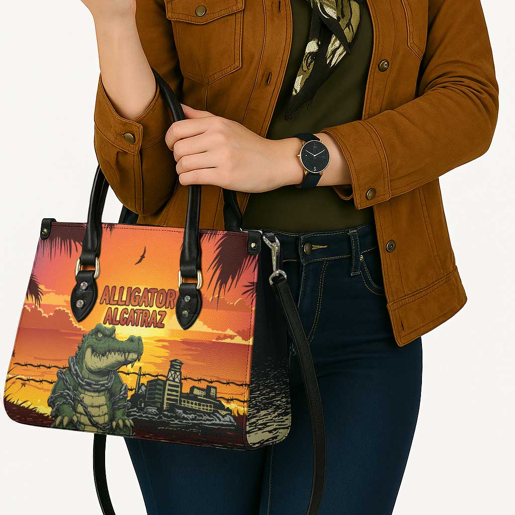 Alligator Alcatraz Leather Bag Gator Island Prison Retro Sunset - Wonder Print Shop