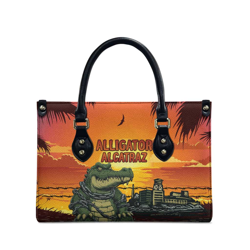 Alligator Alcatraz Leather Bag Gator Island Prison Retro Sunset - Wonder Print Shop
