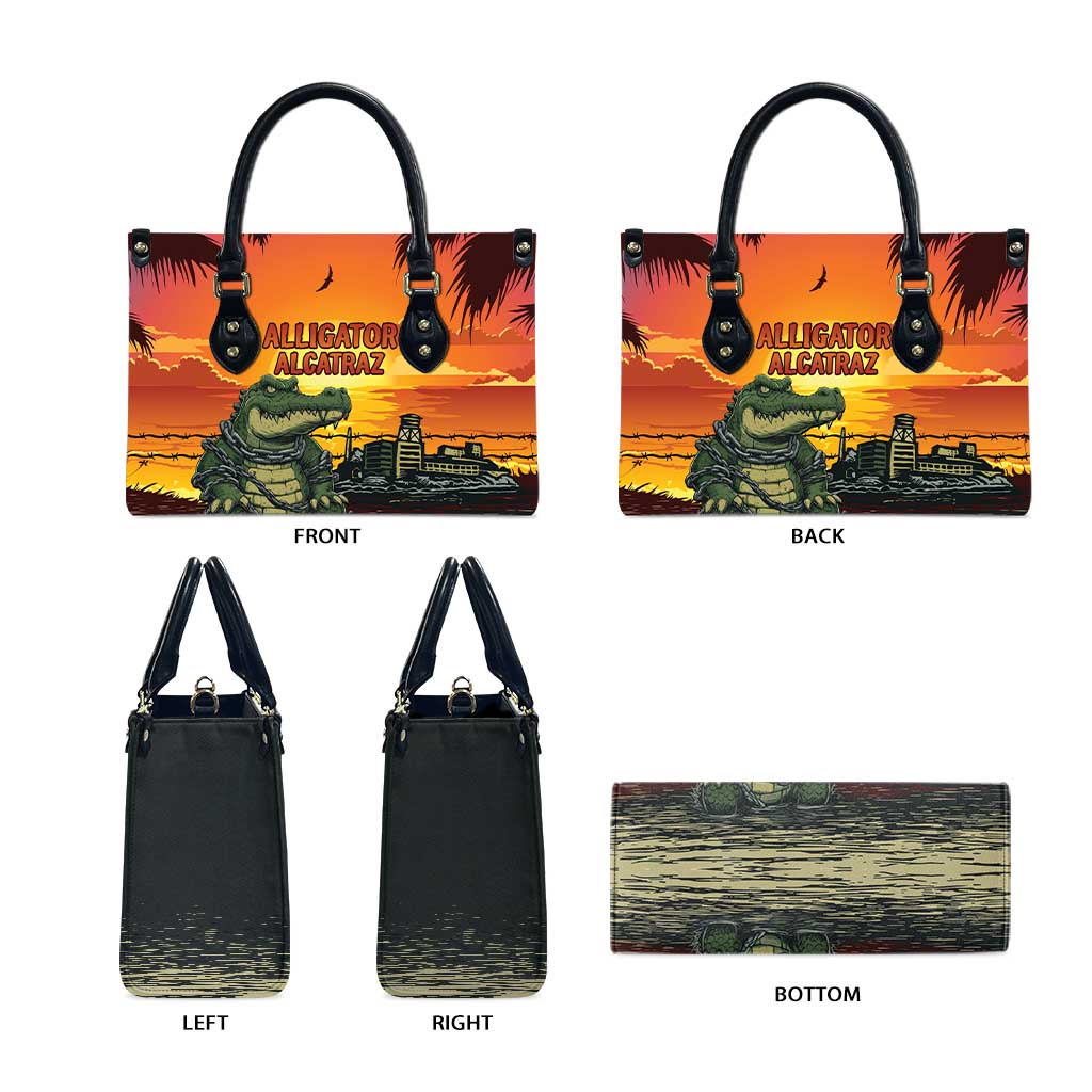 Alligator Alcatraz Leather Bag Gator Island Prison Retro Sunset - Wonder Print Shop