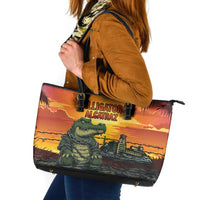 Alligator Alcatraz Leather Tote Bag Gator Island Prison Retro Sunset - Wonder Print Shop