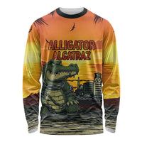 Personalized Alligator Alcatraz Long Sleeve Shirt Gator Island Prison Retro Sunset - Wonder Print Shop