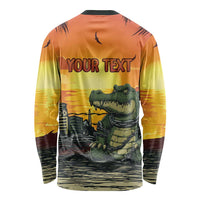Personalized Alligator Alcatraz Long Sleeve Shirt Gator Island Prison Retro Sunset - Wonder Print Shop