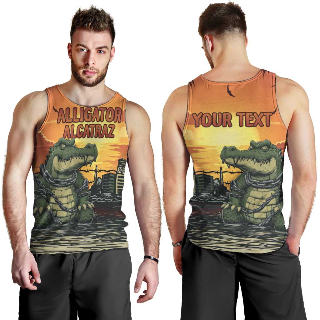 Personalized Alligator Alcatraz Men Tank Top Gator Island Prison Retro Sunset - Wonder Print Shop