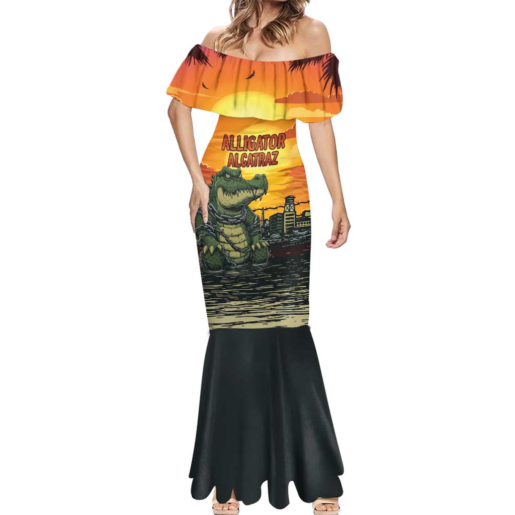 Personalized Alligator Alcatraz Mermaid Dress Gator Island Prison Retro Sunset - Wonder Print Shop