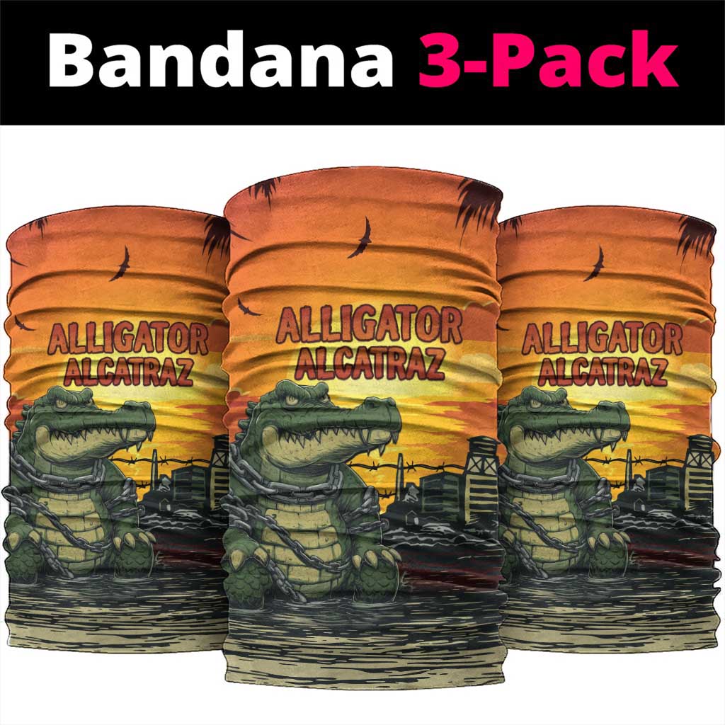 Alligator Alcatraz Neck Gaiter Gator Island Prison Retro Sunset - Wonder Print Shop