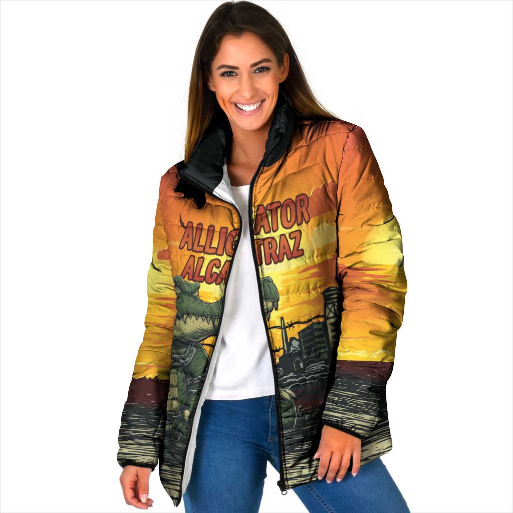 Personalized Alligator Alcatraz Padded Jacket Gator Island Prison Retro Sunset - Wonder Print Shop