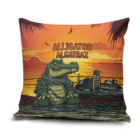 Alligator Alcatraz Pillow Cover Gator Island Prison Retro Sunset - Wonder Print Shop