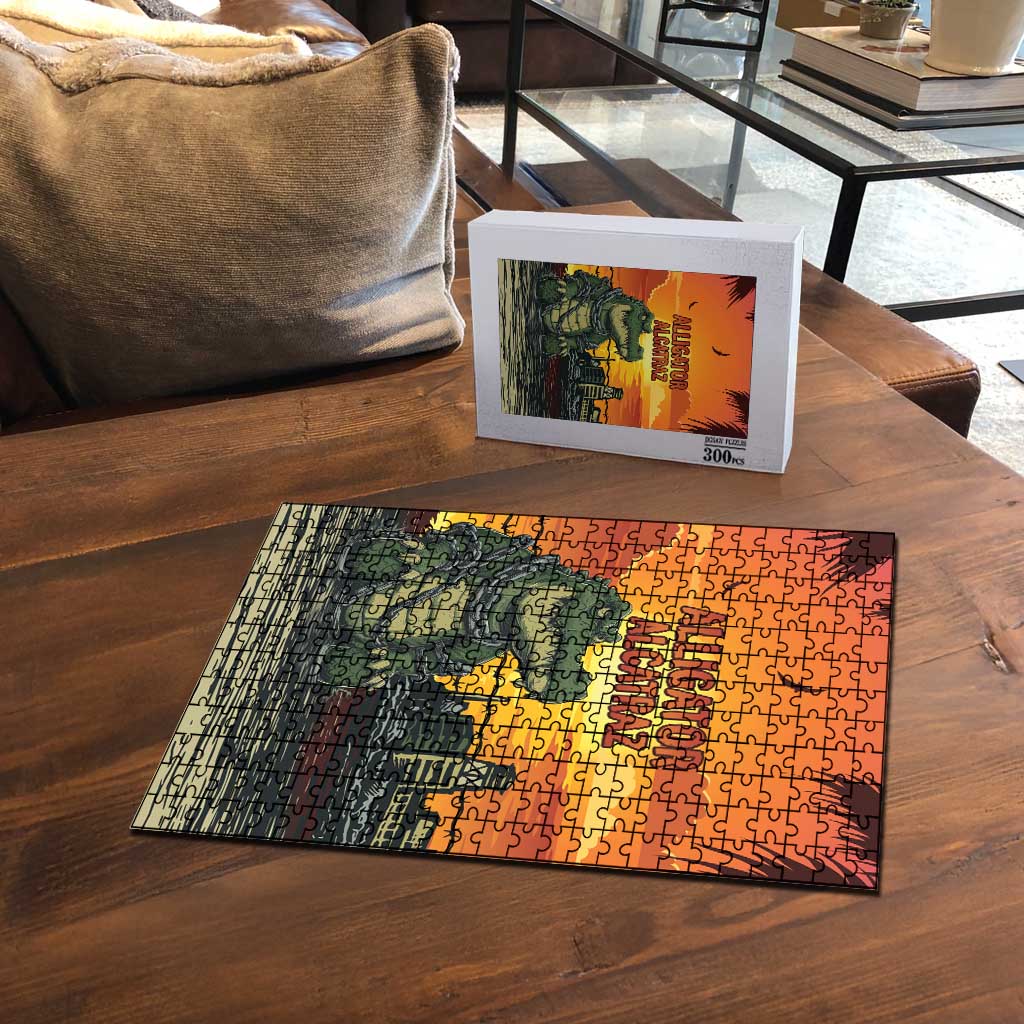Alligator Alcatraz Puzzle Gator Island Prison Retro Sunset - Wonder Print Shop