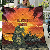 Alligator Alcatraz Quilt Gator Island Prison Retro Sunset - Wonder Print Shop