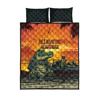 Alligator Alcatraz Quilt Bed Set Gator Island Prison Retro Sunset - Wonder Print Shop