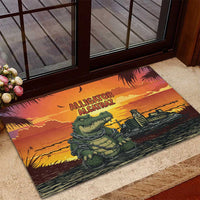 Alligator Alcatraz Rubber Doormat Gator Island Prison Retro Sunset - Wonder Print Shop