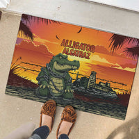 Alligator Alcatraz Rubber Doormat Gator Island Prison Retro Sunset - Wonder Print Shop
