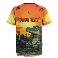 Personalized Alligator Alcatraz Rugby Jersey Gator Island Prison Retro Sunset - Wonder Print Shop