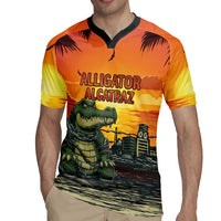 Personalized Alligator Alcatraz Rugby Jersey Gator Island Prison Retro Sunset - Wonder Print Shop