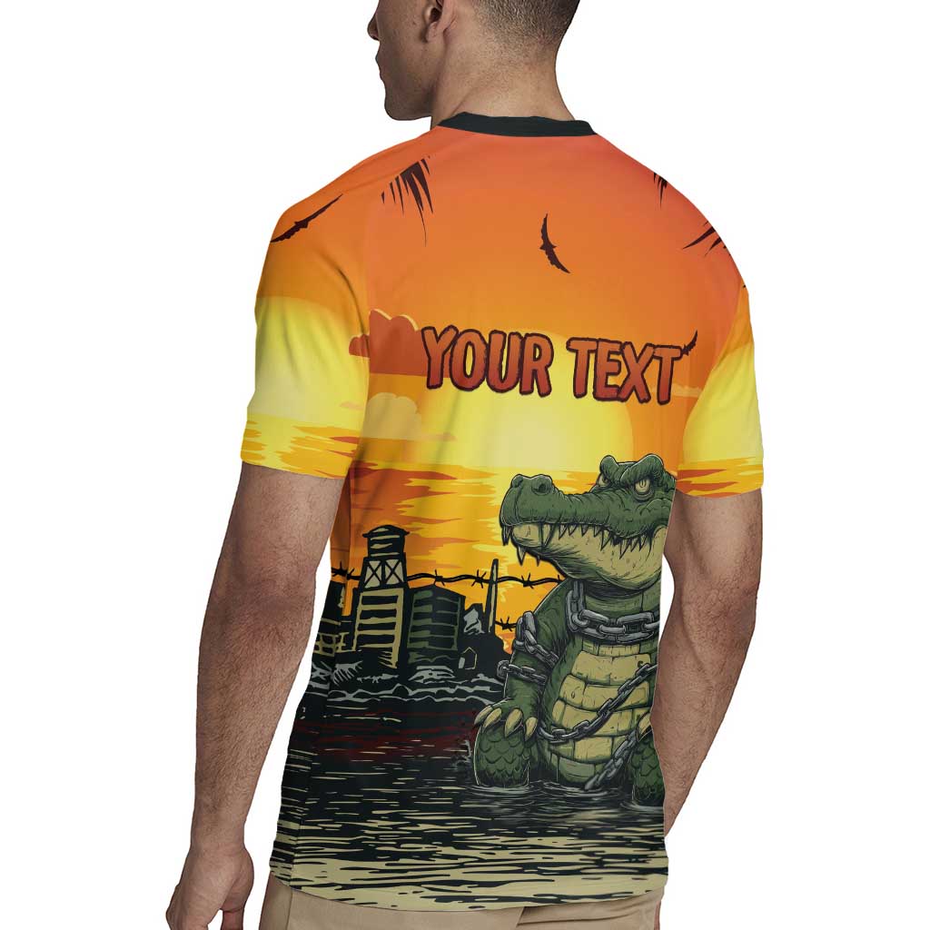 Personalized Alligator Alcatraz Rugby Jersey Gator Island Prison Retro Sunset - Wonder Print Shop