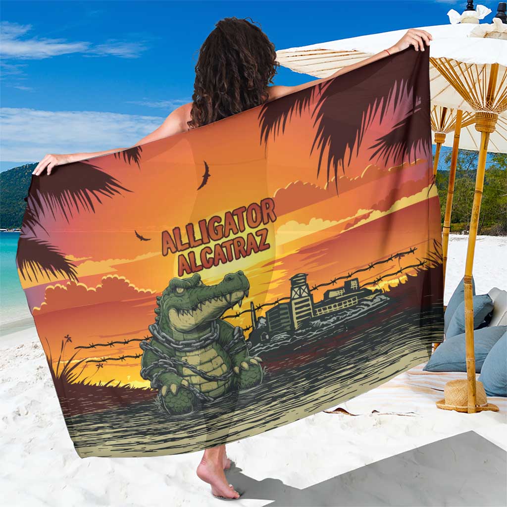 Alligator Alcatraz Sarong Gator Island Prison Retro Sunset - Wonder Print Shop