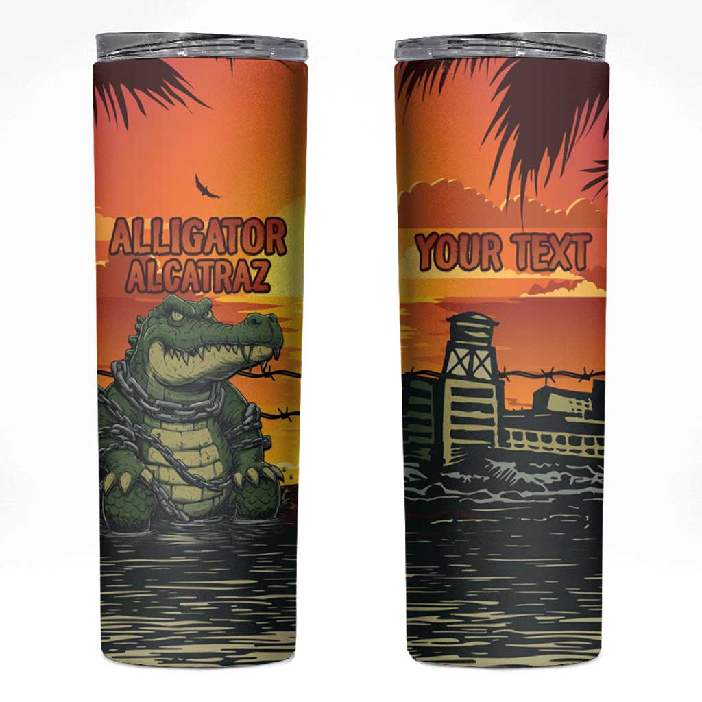 Personalized Alligator Alcatraz Skinny Tumbler Gator Island Prison Retro Sunset - Wonder Print Shop