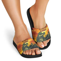 Alligator Alcatraz Slide Sandals Gator Island Prison Retro Sunset - Wonder Print Shop