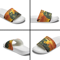Alligator Alcatraz Slide Sandals Gator Island Prison Retro Sunset - Wonder Print Shop