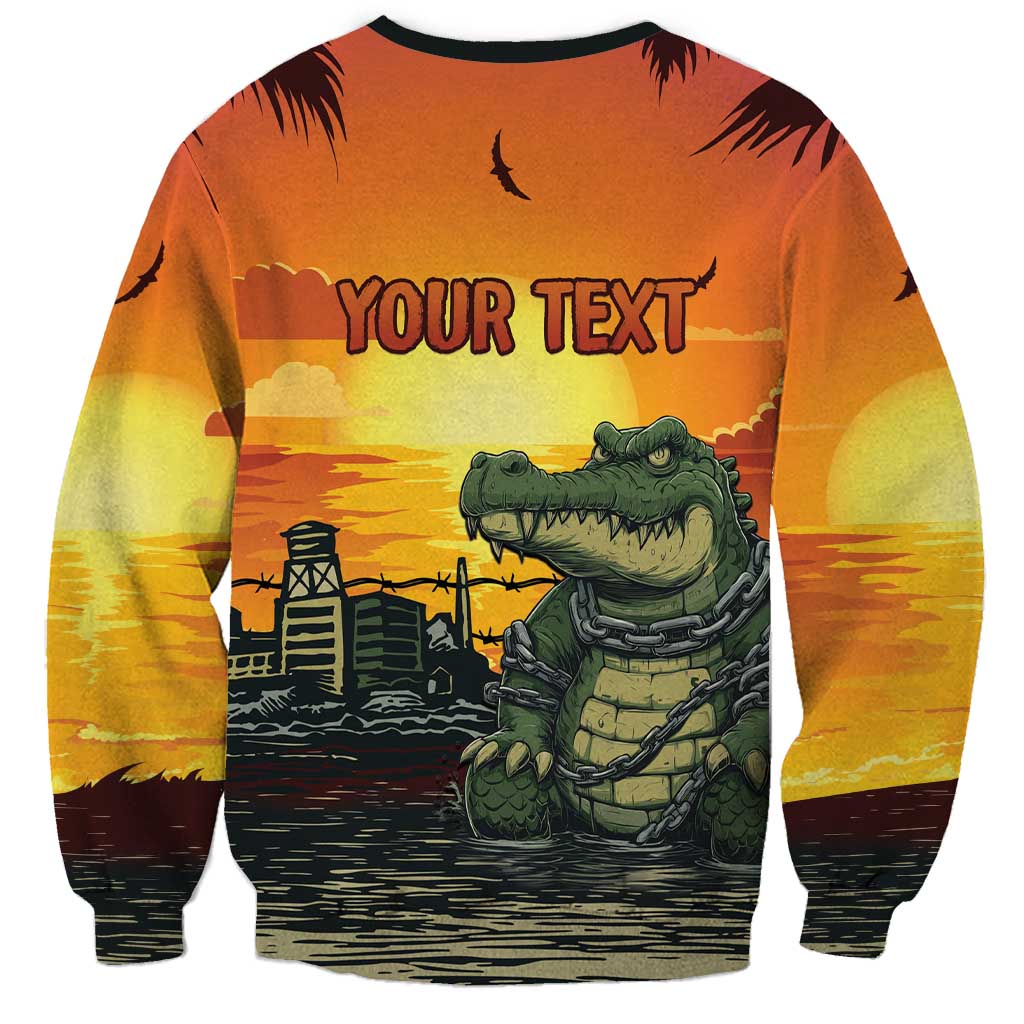 Personalized Alligator Alcatraz Sweatshirt Gator Island Prison Retro Sunset - Wonder Print Shop