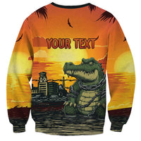 Personalized Alligator Alcatraz Sweatshirt Gator Island Prison Retro Sunset - Wonder Print Shop