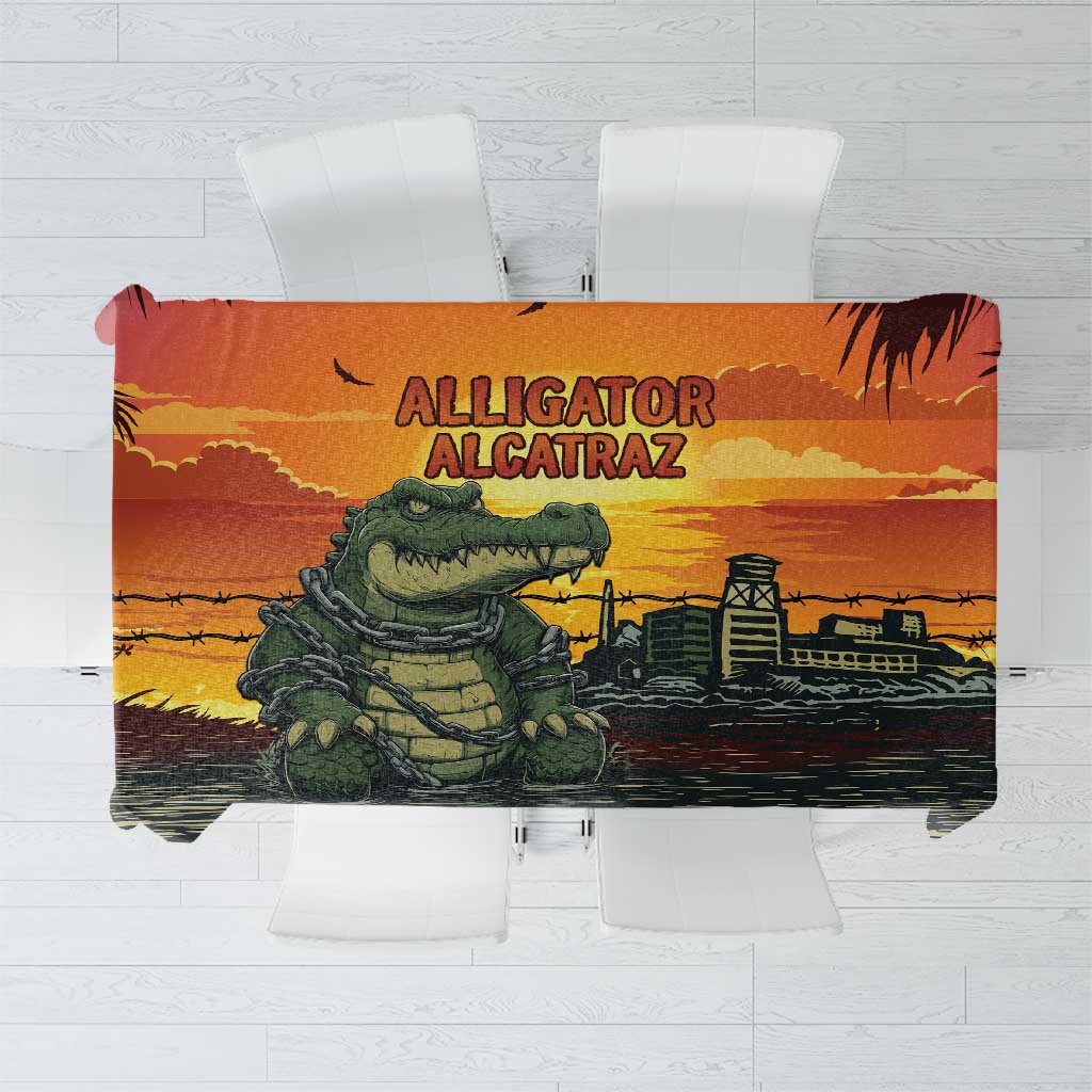 Alligator Alcatraz Tablecloth Gator Island Prison Retro Sunset - Wonder Print Shop