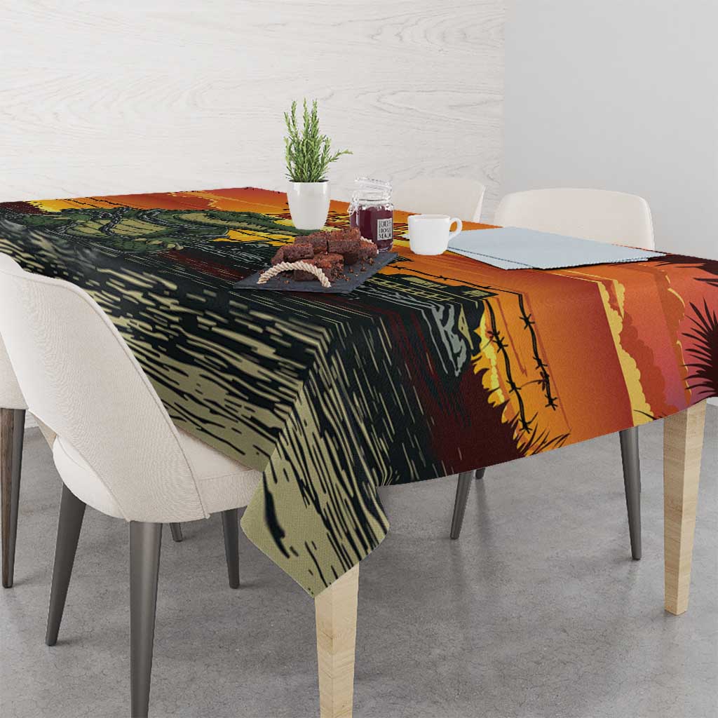 Alligator Alcatraz Tablecloth Gator Island Prison Retro Sunset - Wonder Print Shop