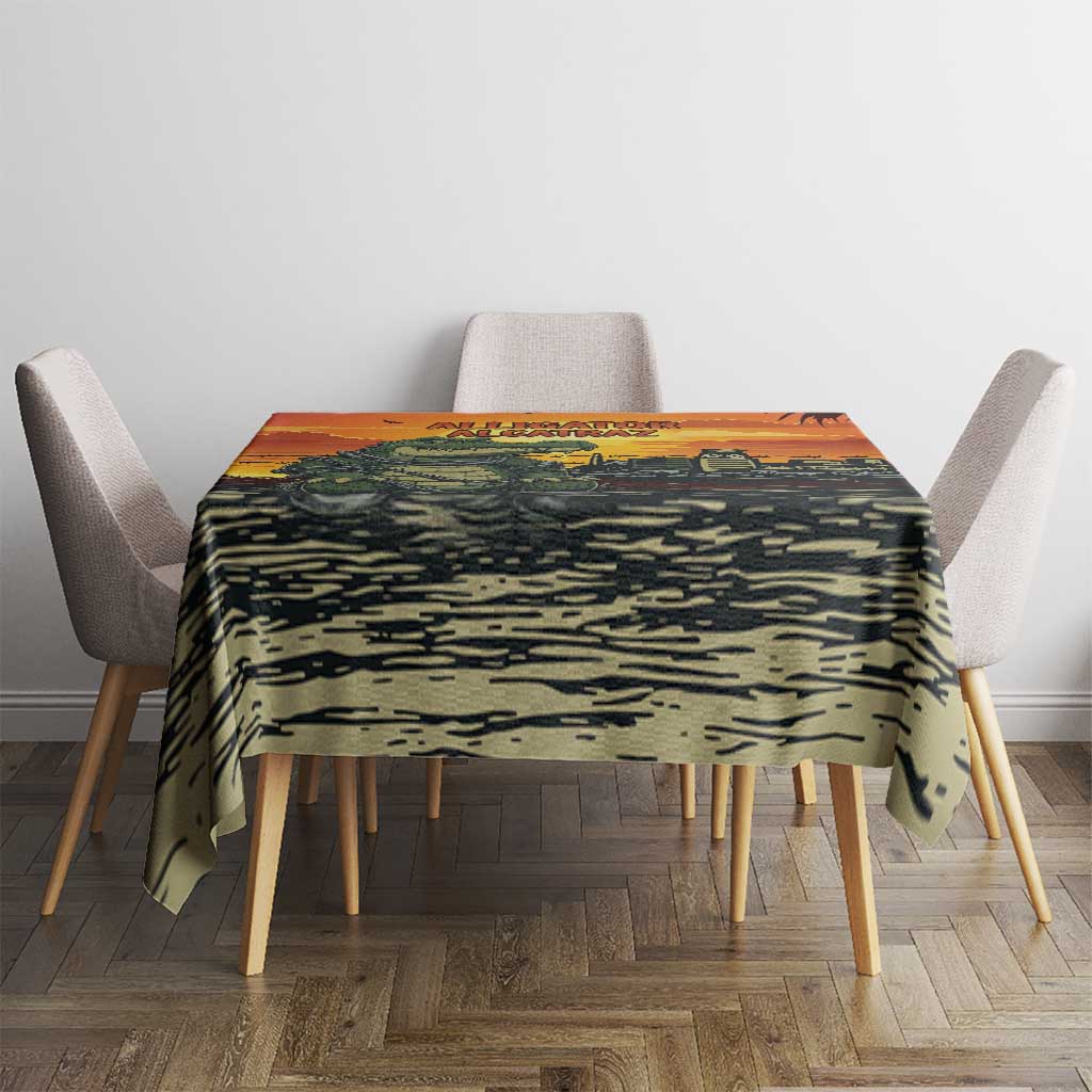 Alligator Alcatraz Tablecloth Gator Island Prison Retro Sunset - Wonder Print Shop