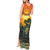 Personalized Alligator Alcatraz Tank Maxi Dress Gator Island Prison Retro Sunset - Wonder Print Shop