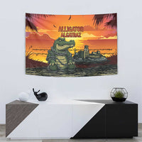 Alligator Alcatraz Tapestry Gator Island Prison Retro Sunset - Wonder Print Shop