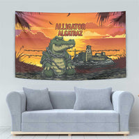 Alligator Alcatraz Tapestry Gator Island Prison Retro Sunset - Wonder Print Shop