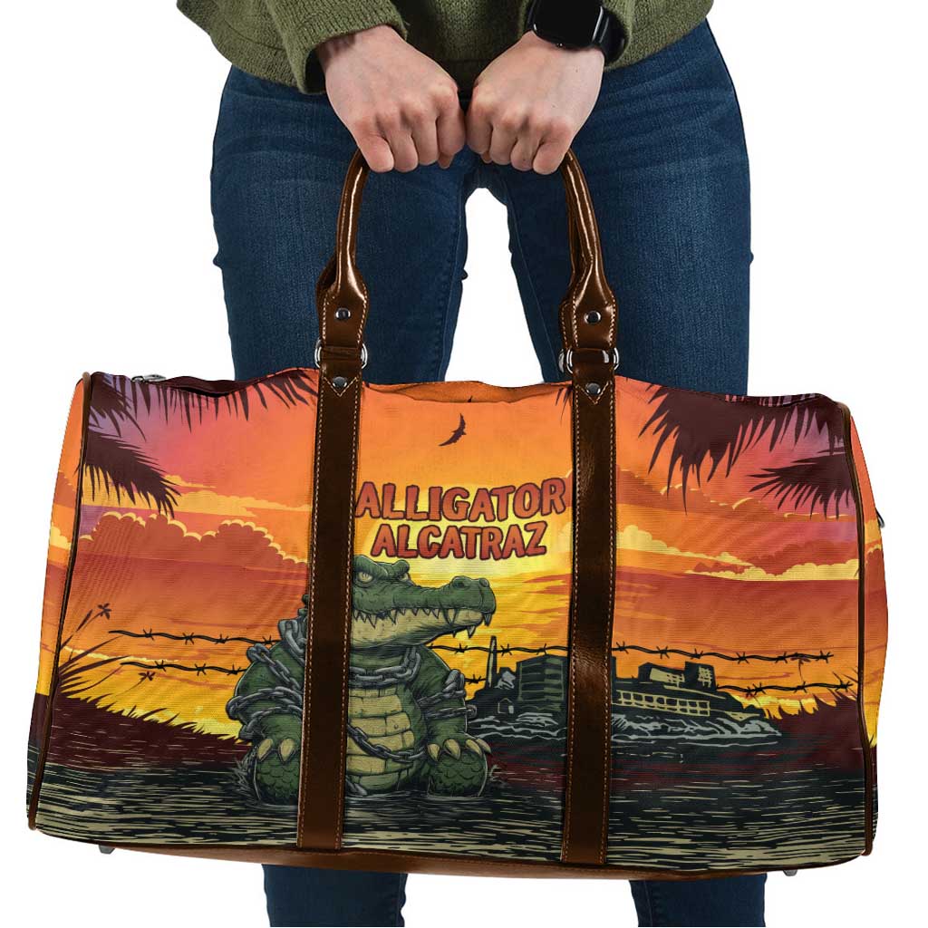 Alligator Alcatraz Travel Bag Gator Island Prison Retro Sunset - Wonder Print Shop