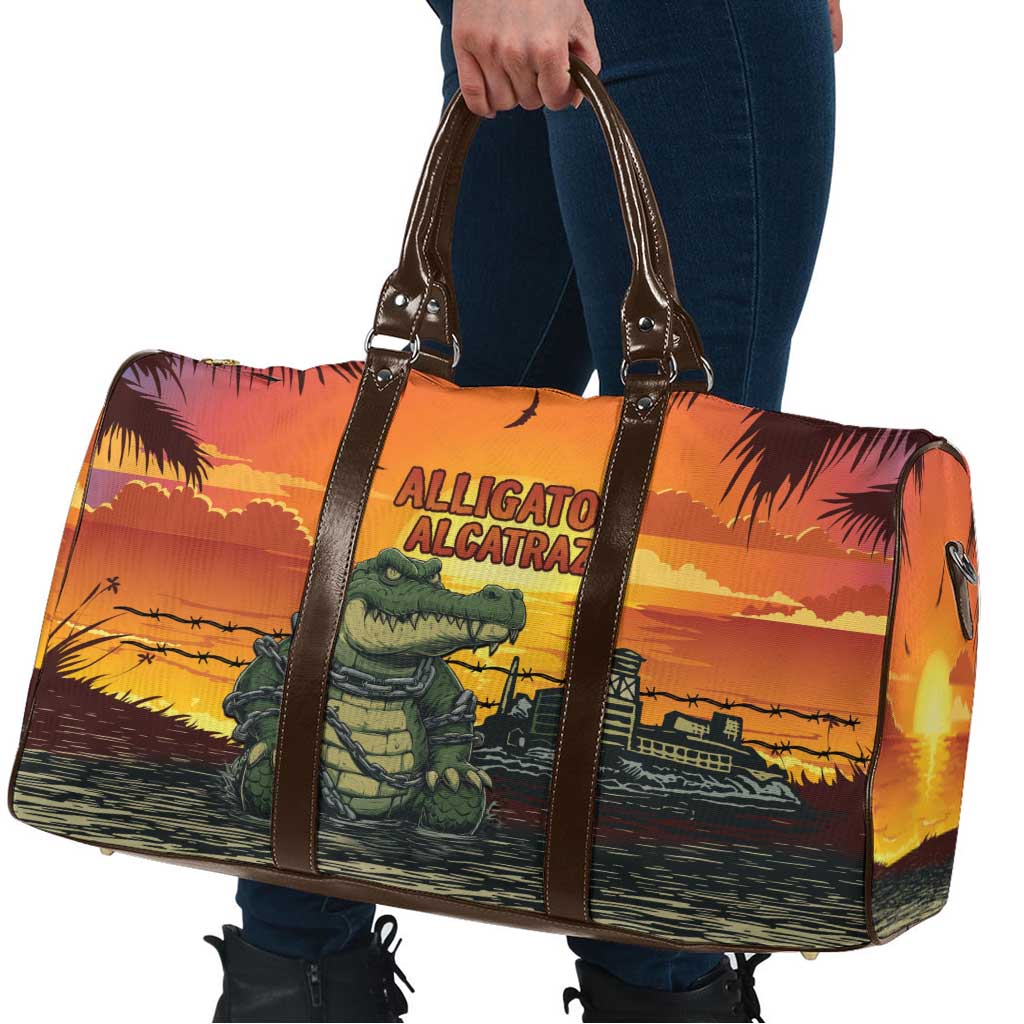 Alligator Alcatraz Travel Bag Gator Island Prison Retro Sunset - Wonder Print Shop