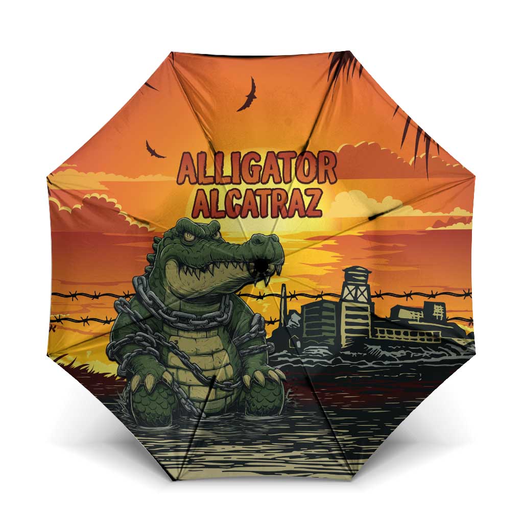 Alligator Alcatraz Umbrella Gator Island Prison Retro Sunset - Wonder Print Shop