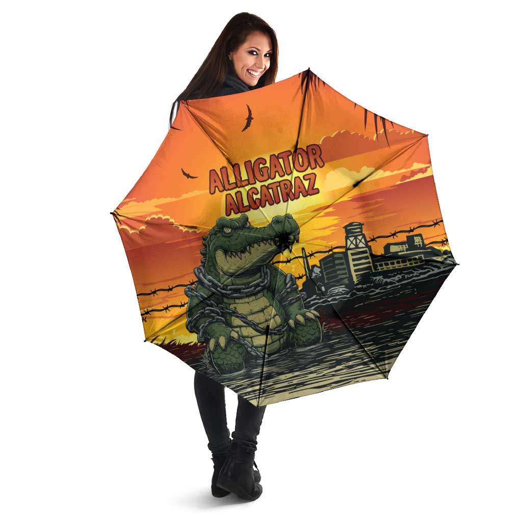 Alligator Alcatraz Umbrella Gator Island Prison Retro Sunset - Wonder Print Shop