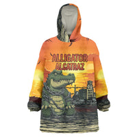 Personalized Alligator Alcatraz Wearable Blanket Hoodie Gator Island Prison Retro Sunset - Wonder Print Shop